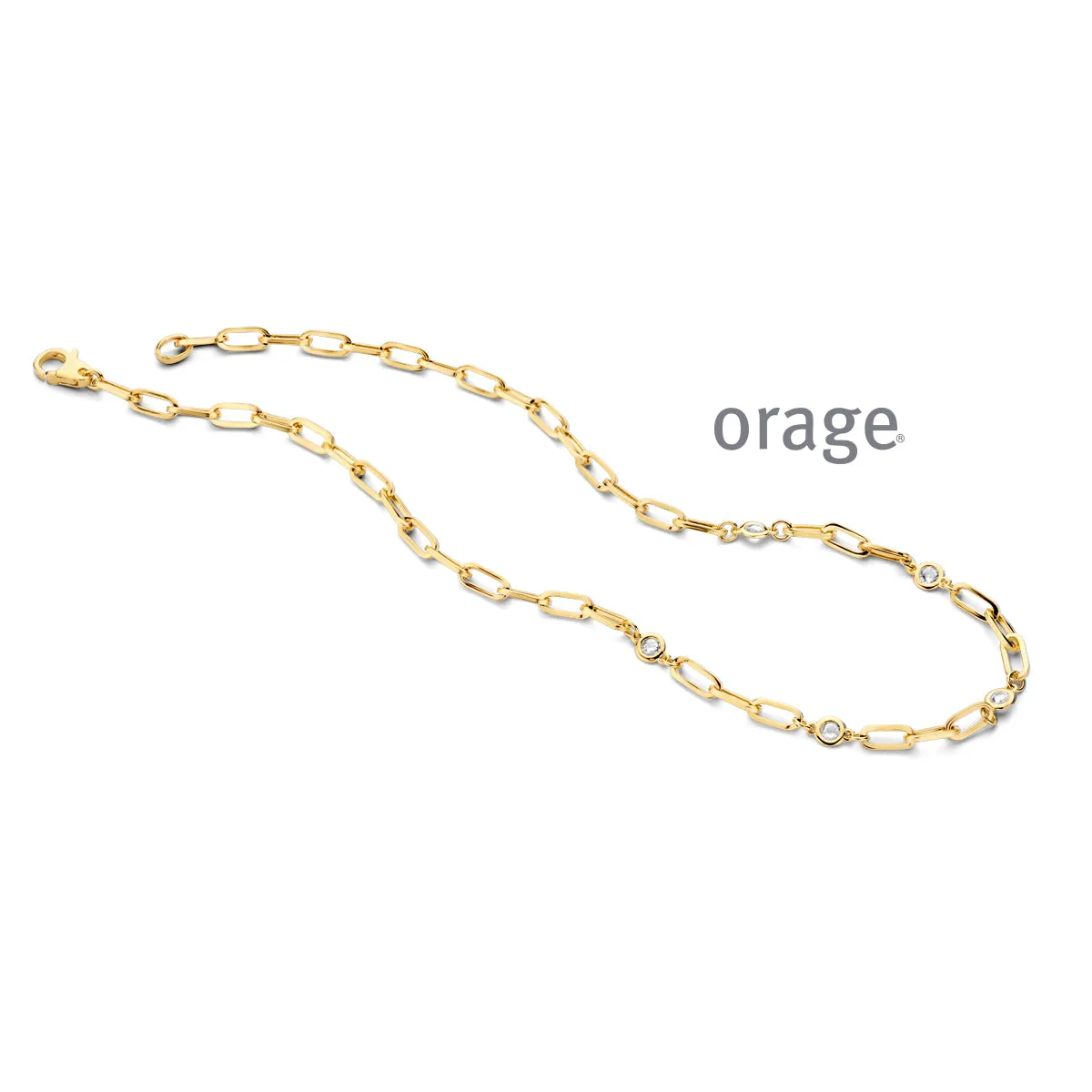 Collier Orage - Plaqué Or et Zircons, Maille Forçat Large (AS121)