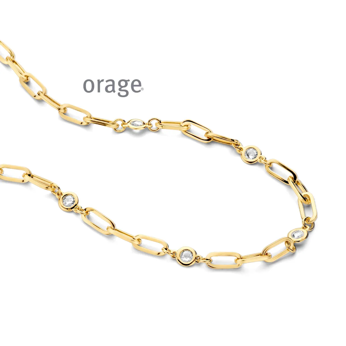Collier Orage - Plaqué Or et Zircons, Maille Forçat Large (AS121)