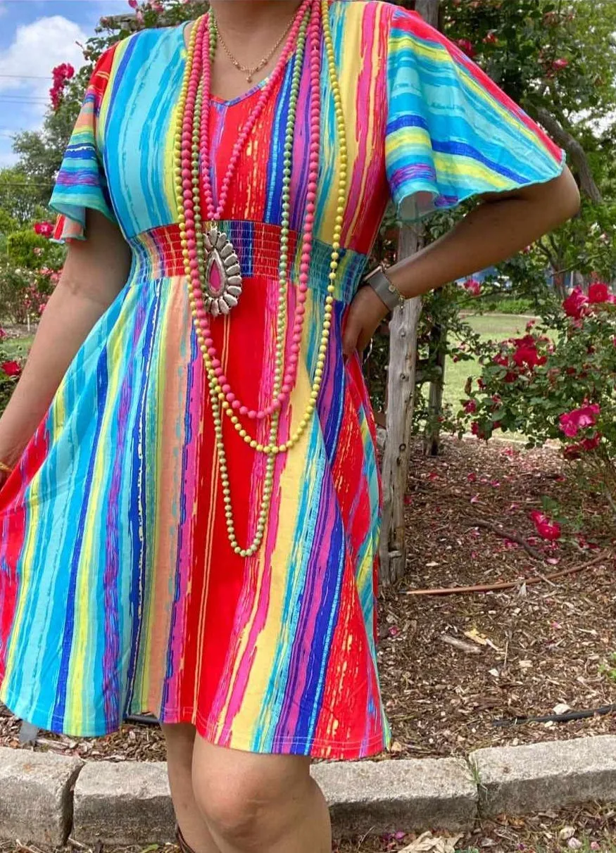 Colorful Beautiful Trendy Striped Dress