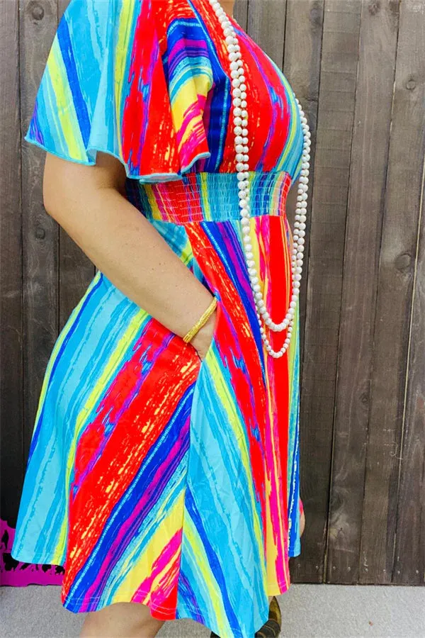 Colorful Beautiful Trendy Striped Dress
