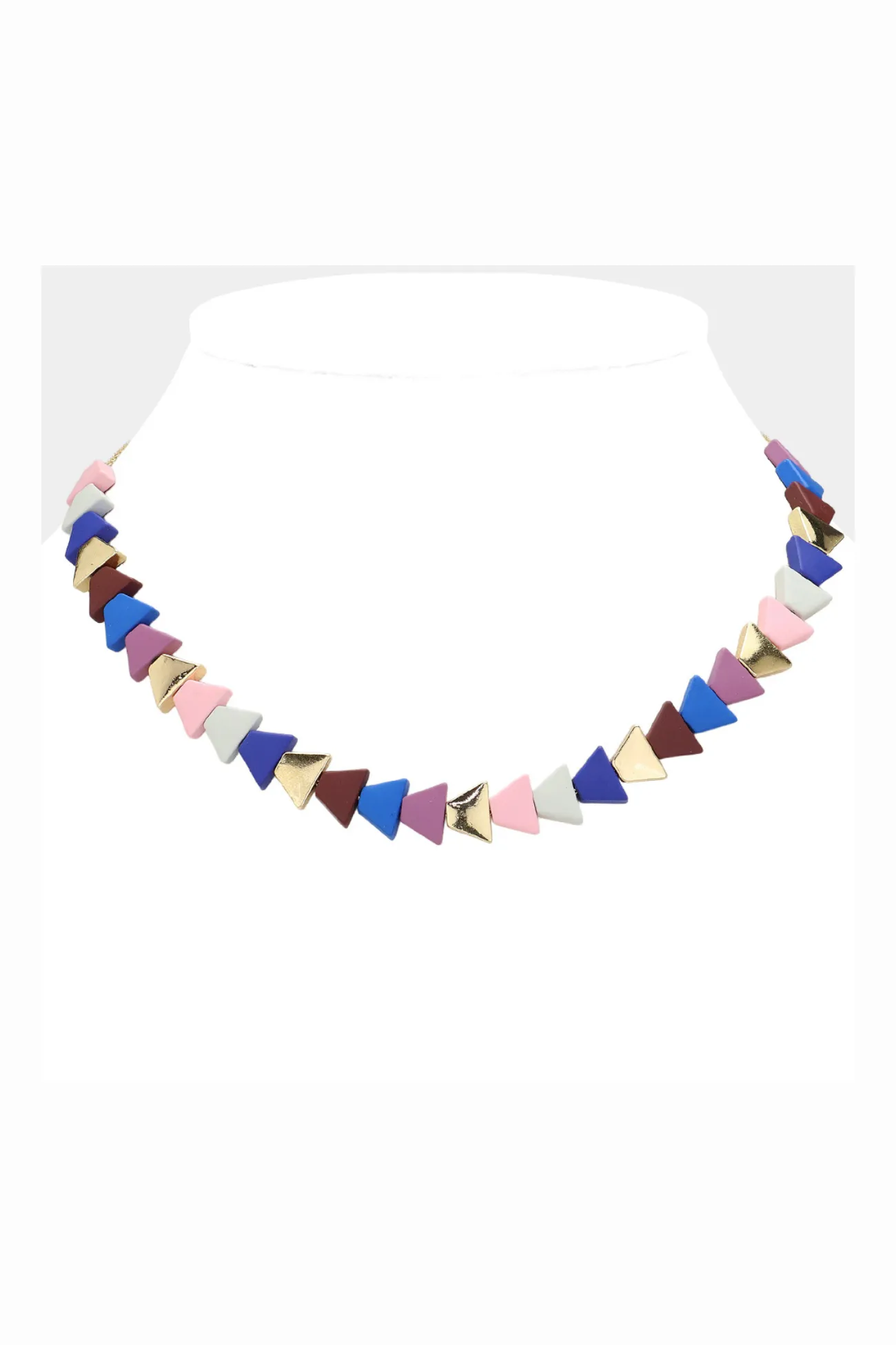 Colorful Triangle Wood Bead Necklace