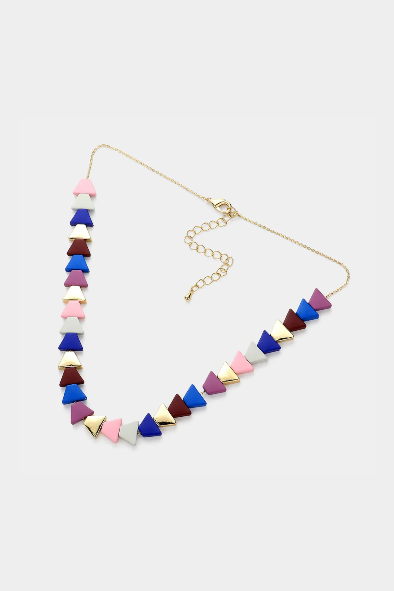 Colorful Triangle Wood Bead Necklace