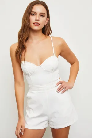 CONTRAST STITCH OPEN BACK ROMPER