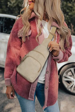 Corduroy Zipper Crossbody Bag