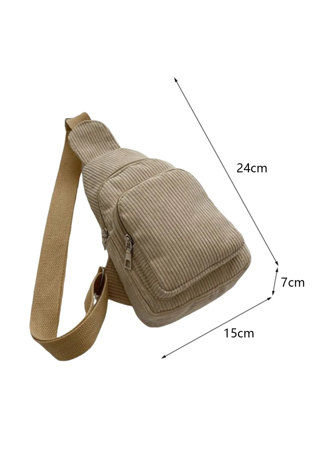 Corduroy Zipper Crossbody Bag