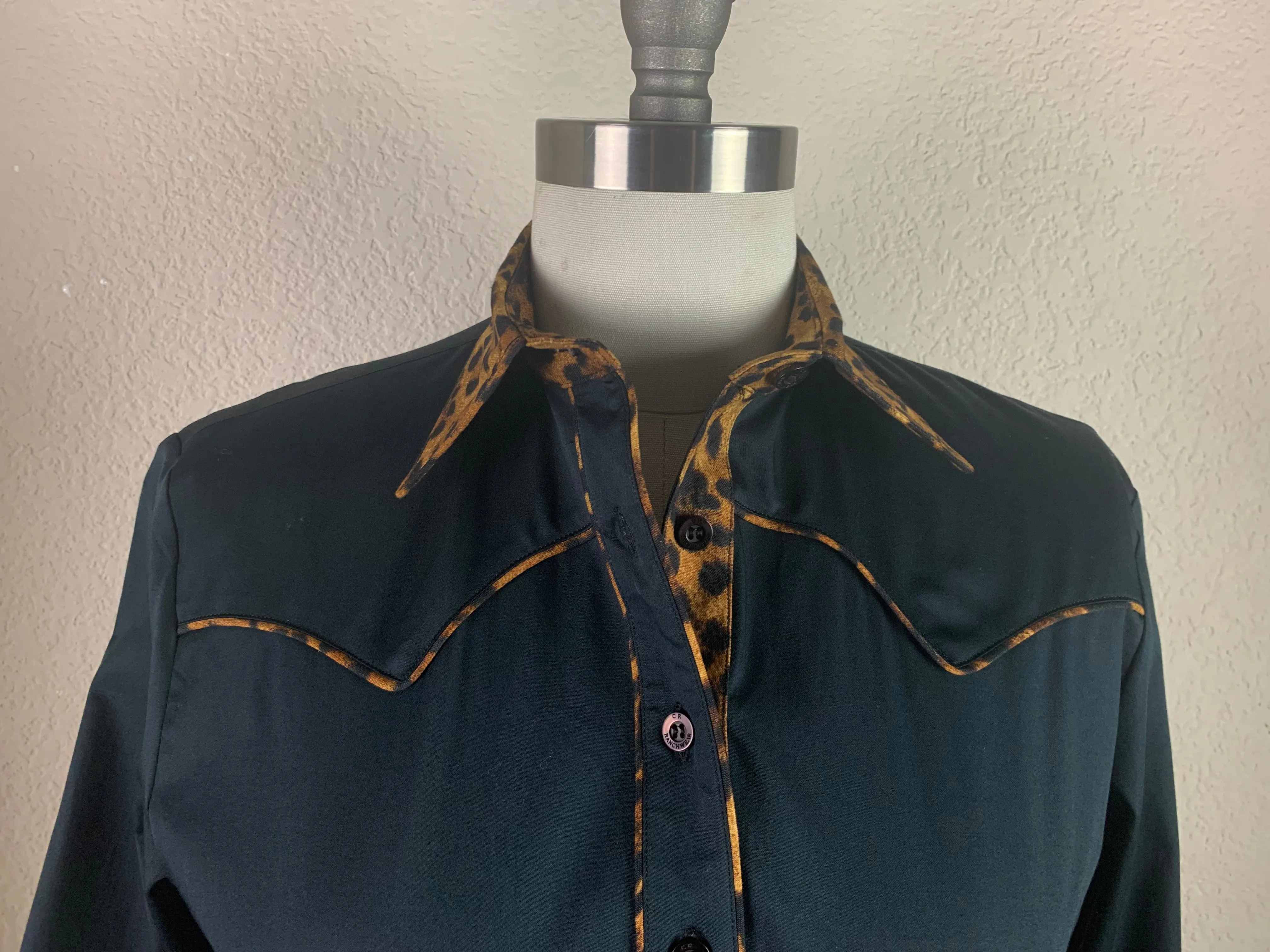 CR Western Pro Wild About Leopard Black Stretch Cotton Sateen - FINAL SALE
