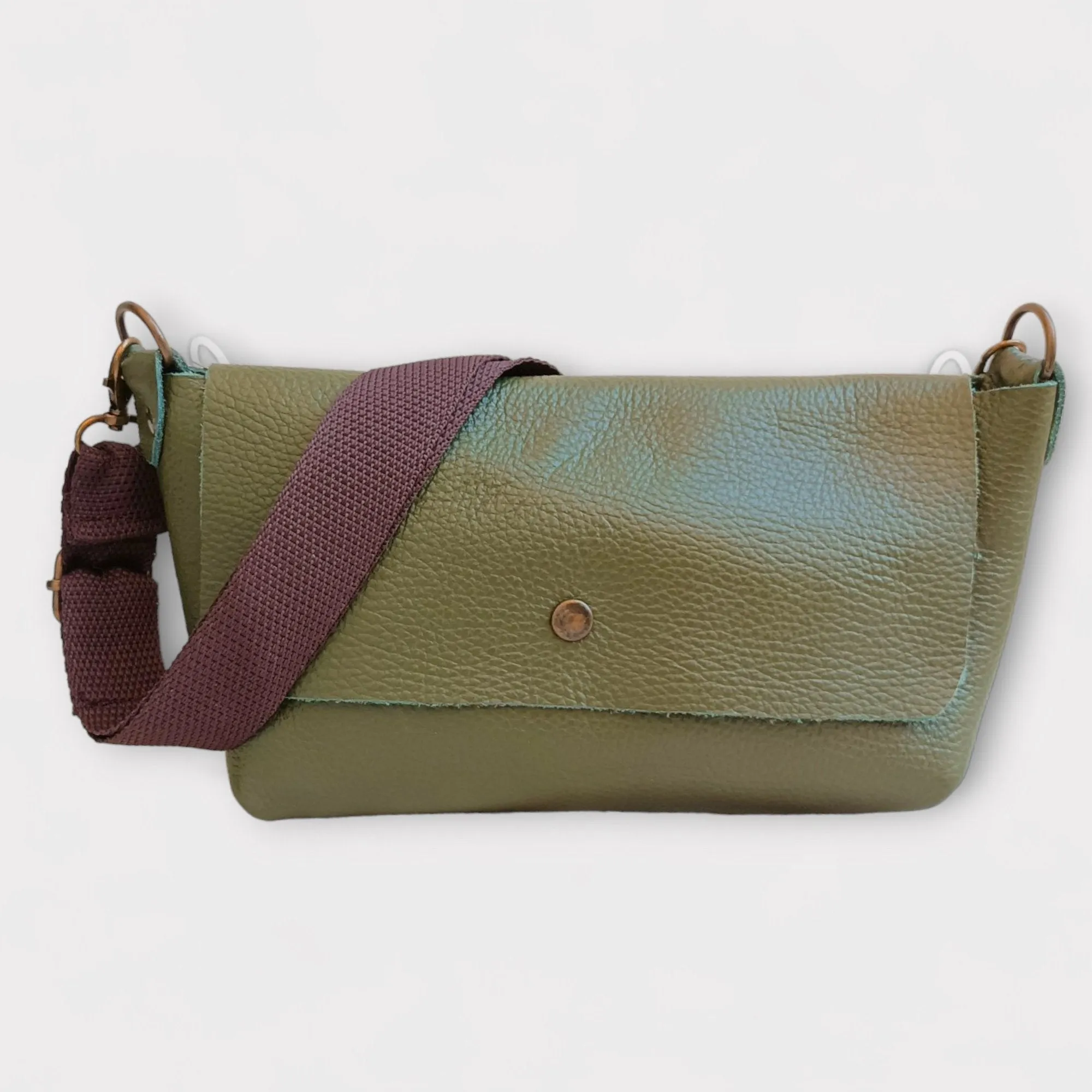 Cross Body Leather Handbag - Claudia Olive