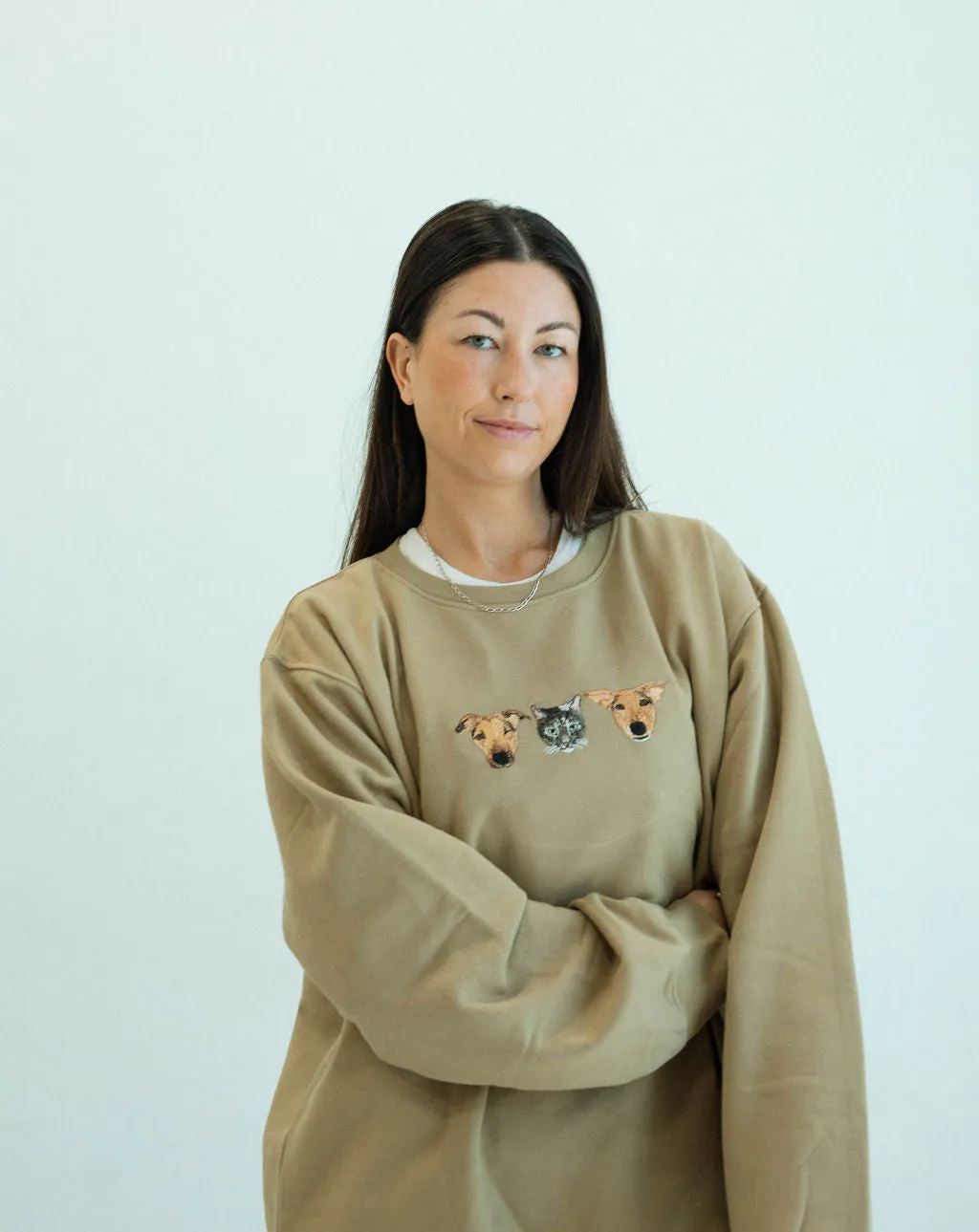Custom Embroidered Sweatshirt | Tan