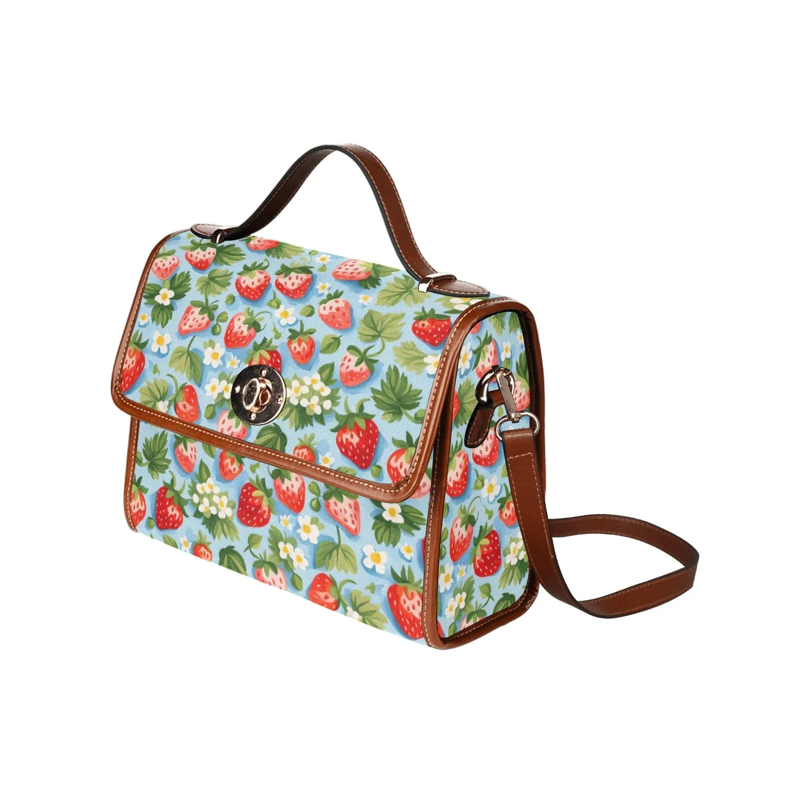 Cute Pastel Blue Strawberries Purse