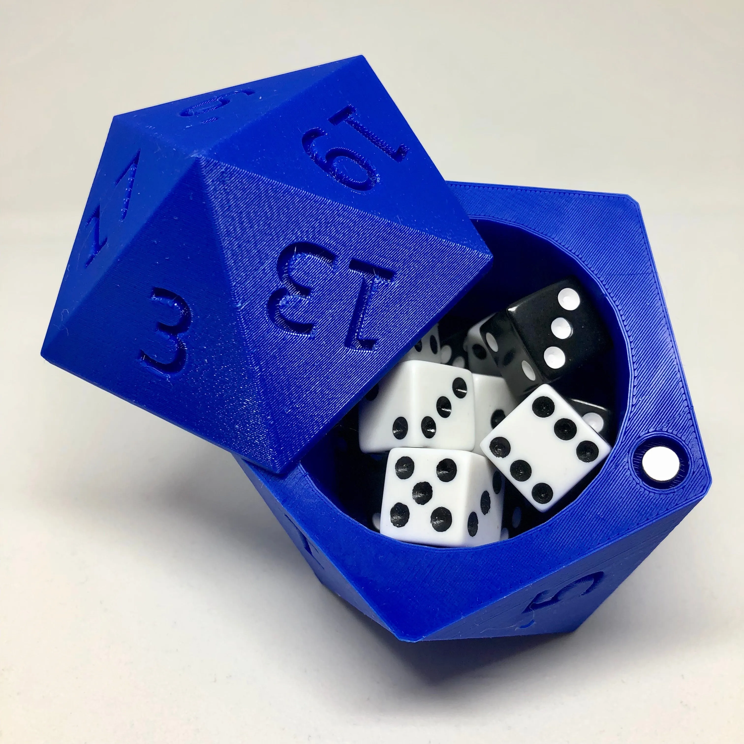 D20 Dice Case Storage Container w Magnetized Lid - Large Fits 13 D6