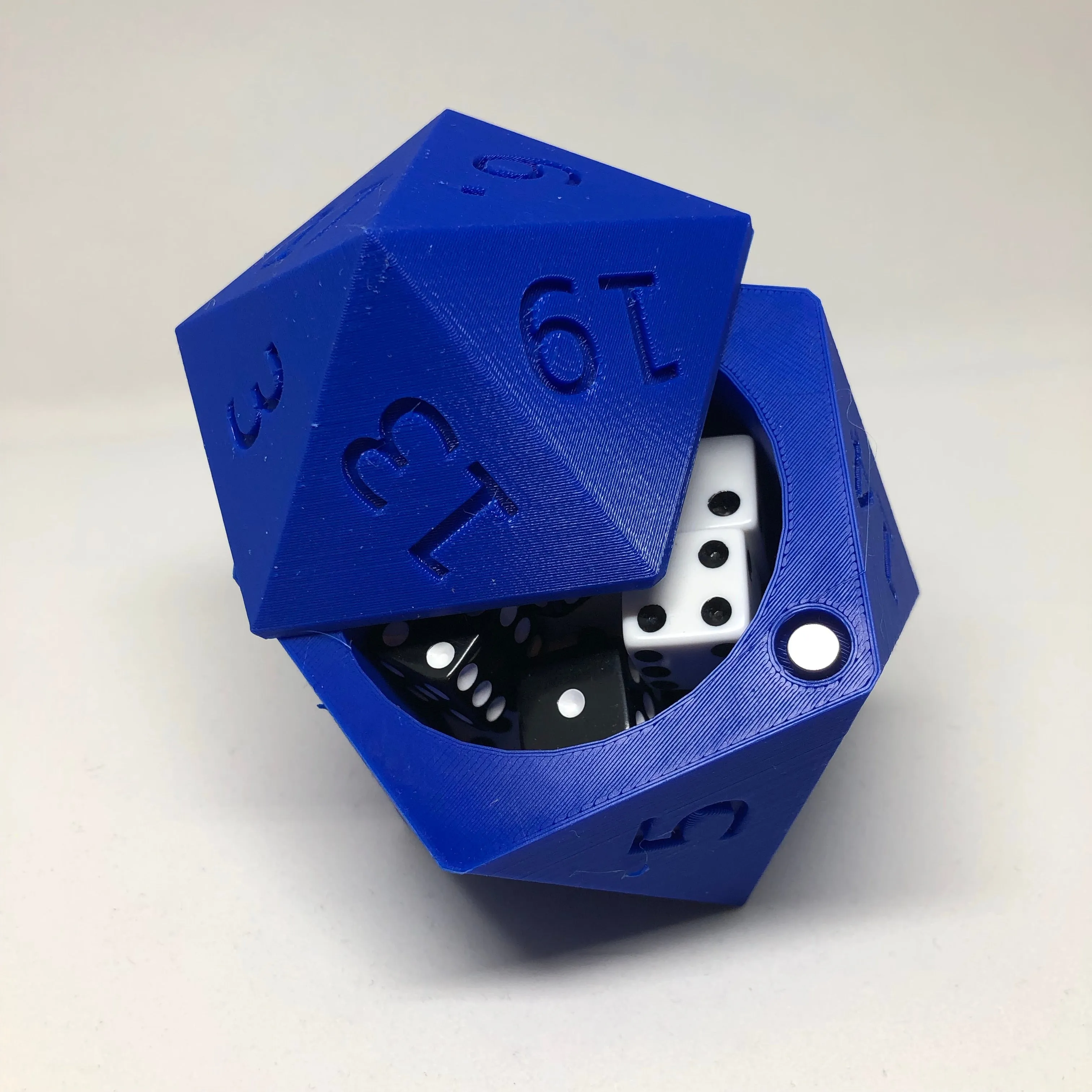 D20 Dice Case Storage Container w Magnetized Lid - Large Fits 13 D6