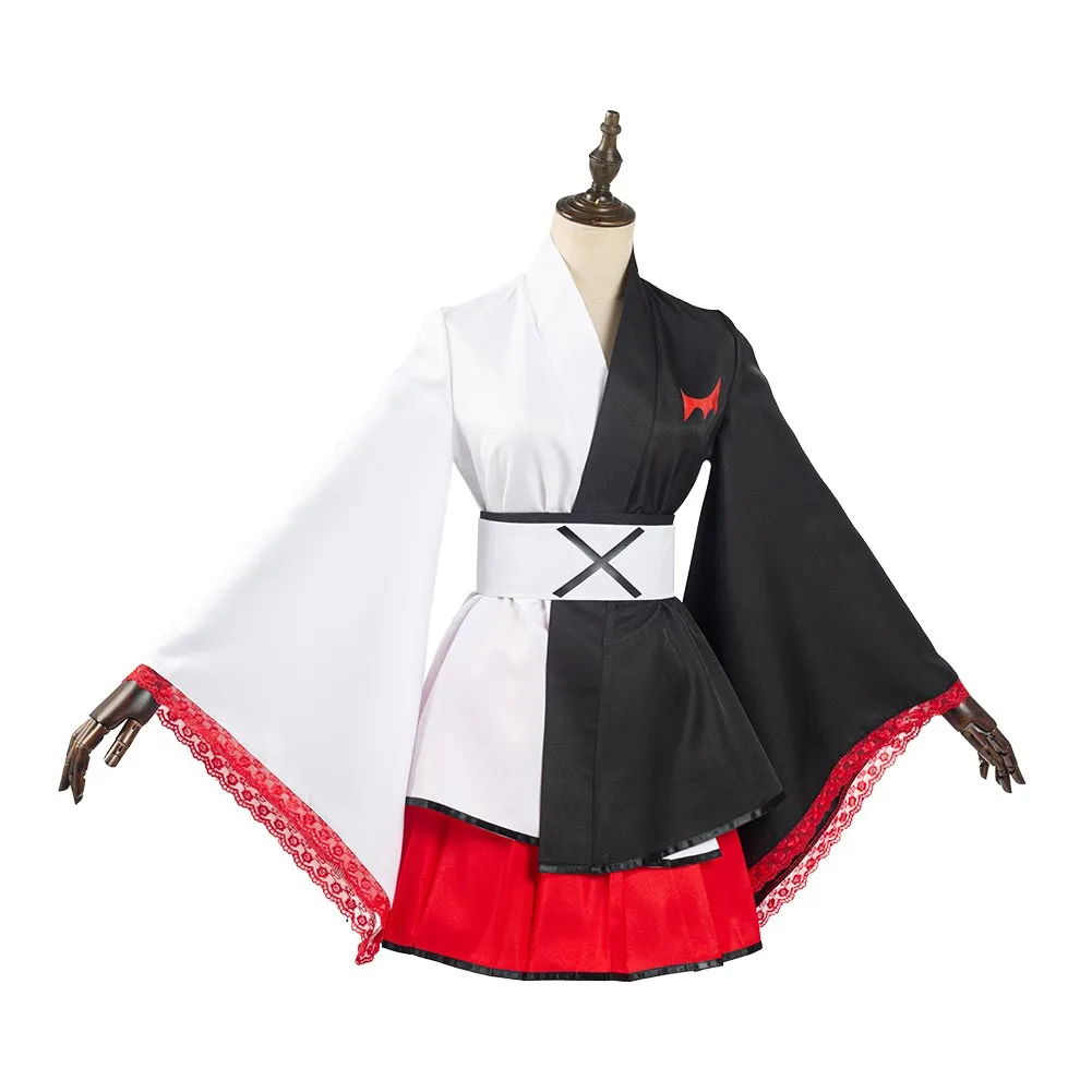 Danganronpa Halloween Carnival Suit Monokuma Cosplay Costume Black White Bear Kimono Dress Outfit