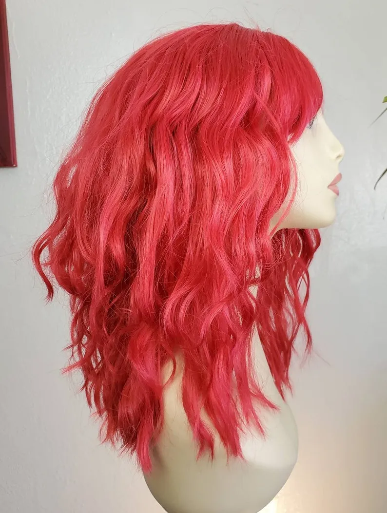 Dark Red Wig Shoulder Length & Multi- Textured