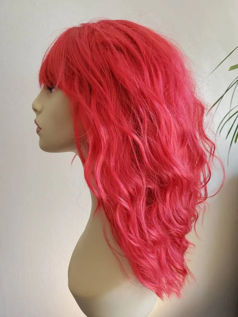 Dark Red Wig Shoulder Length & Multi- Textured