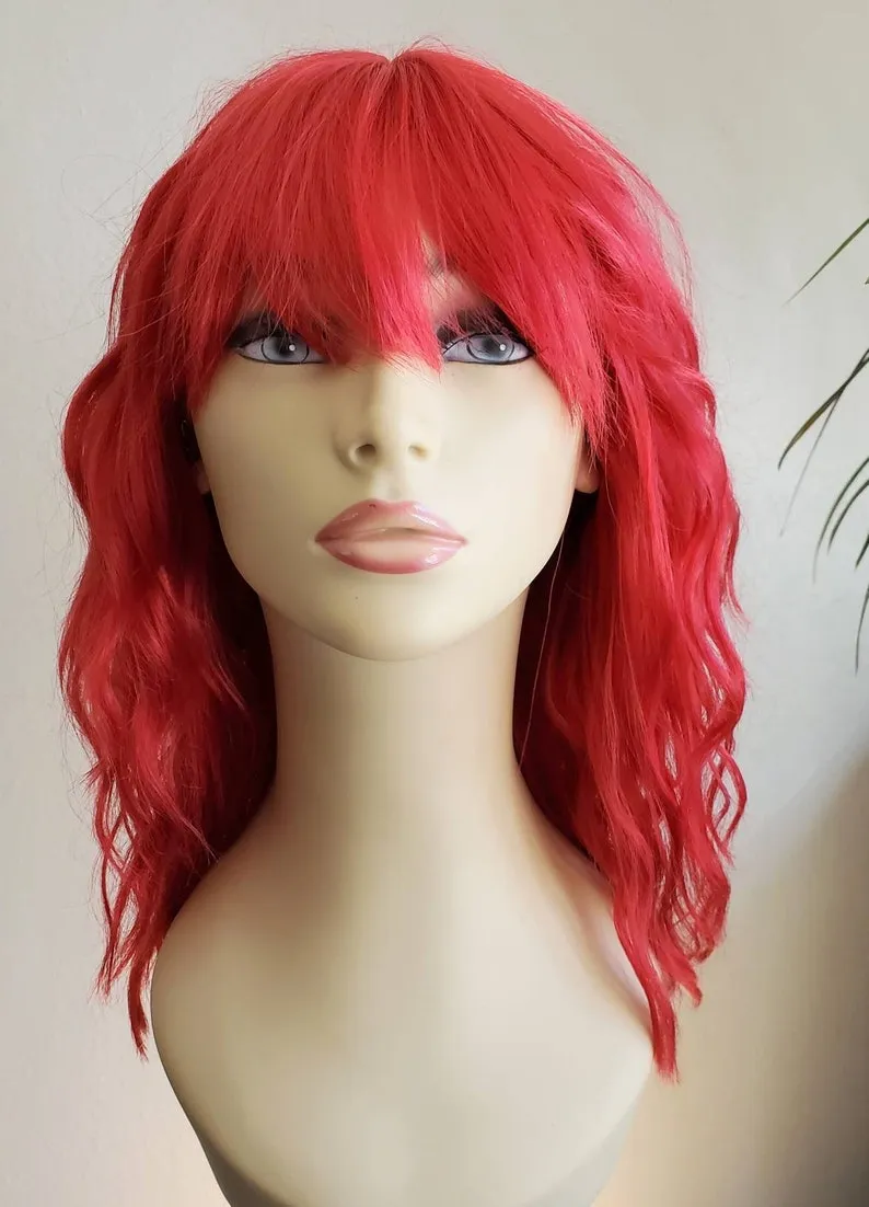 Dark Red Wig Shoulder Length & Multi- Textured