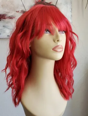 Dark Red Wig Shoulder Length & Multi- Textured