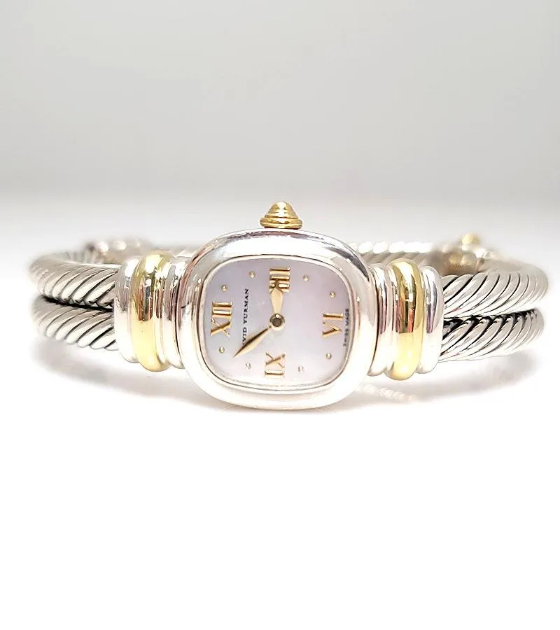 David Yurman 18k Gold & Sterling Silver Mop Cable Watch