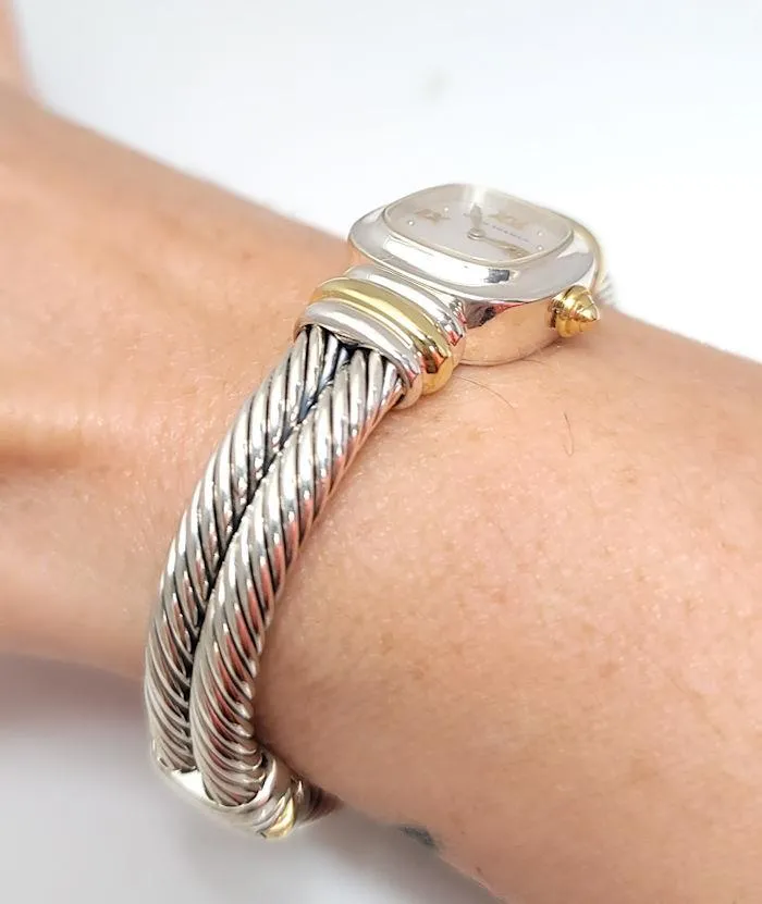 David Yurman 18k Gold & Sterling Silver Mop Cable Watch