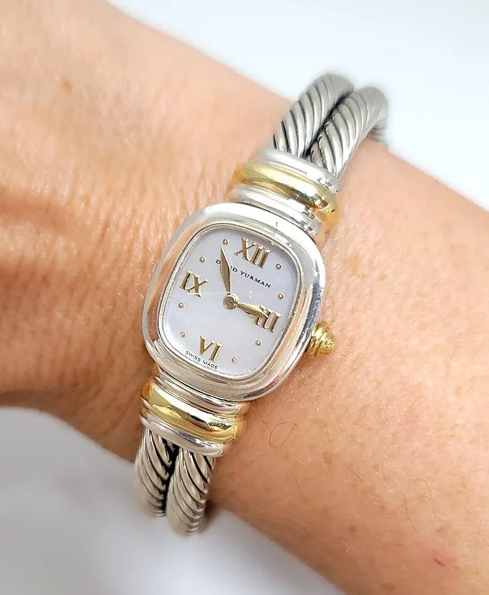 David Yurman 18k Gold & Sterling Silver Mop Cable Watch