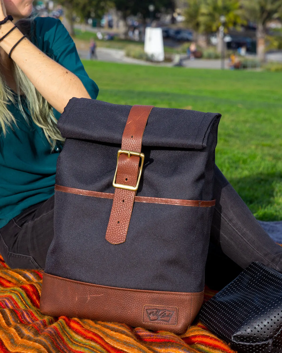 Daypack in Black with Brown Leather