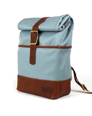 Daypack in Light Blue with Brown Leather "Fog Edition"