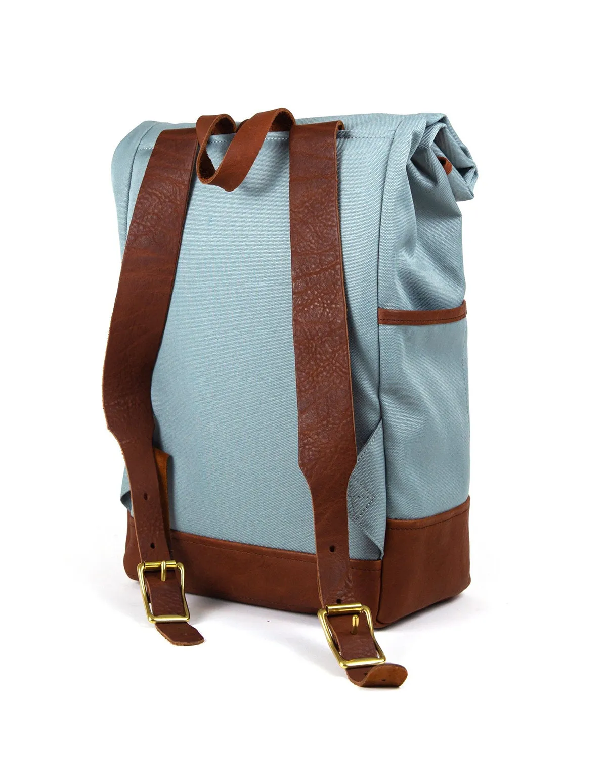 Daypack in Light Blue with Brown Leather "Fog Edition"
