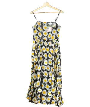Debenhams Embellished Daisy Retro Black Fit & Flare UK 10