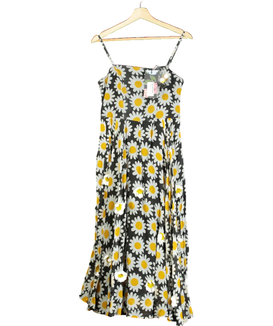 Debenhams Embellished Daisy Retro Black Fit & Flare UK 10