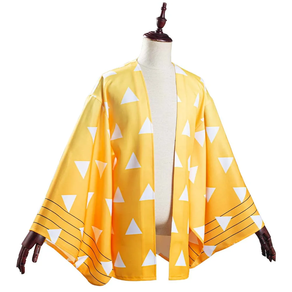 Demon Slayer: Kimetsu no Yaiba Kimono Coat Agatsuma Zenitsu Cosplay Costume