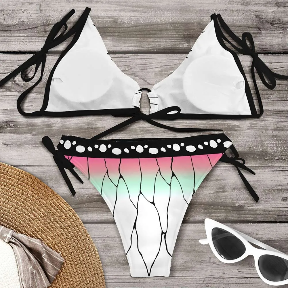 Demon Slayer Kochou Shinobu Bikni Swimsuit Two Pieces Set Cosplay Costume Outfits Halloween Carnival Suit