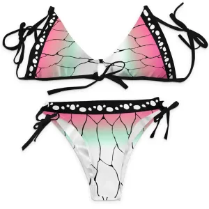 Demon Slayer Kochou Shinobu Bikni Swimsuit Two Pieces Set Cosplay Costume Outfits Halloween Carnival Suit