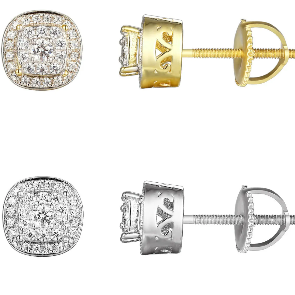 Designer Earrings Simulated Diamond Screw On