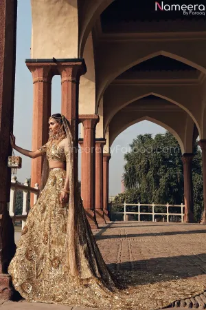 Designer Golden Lehenga Skirt for Bridal Wear #BN862