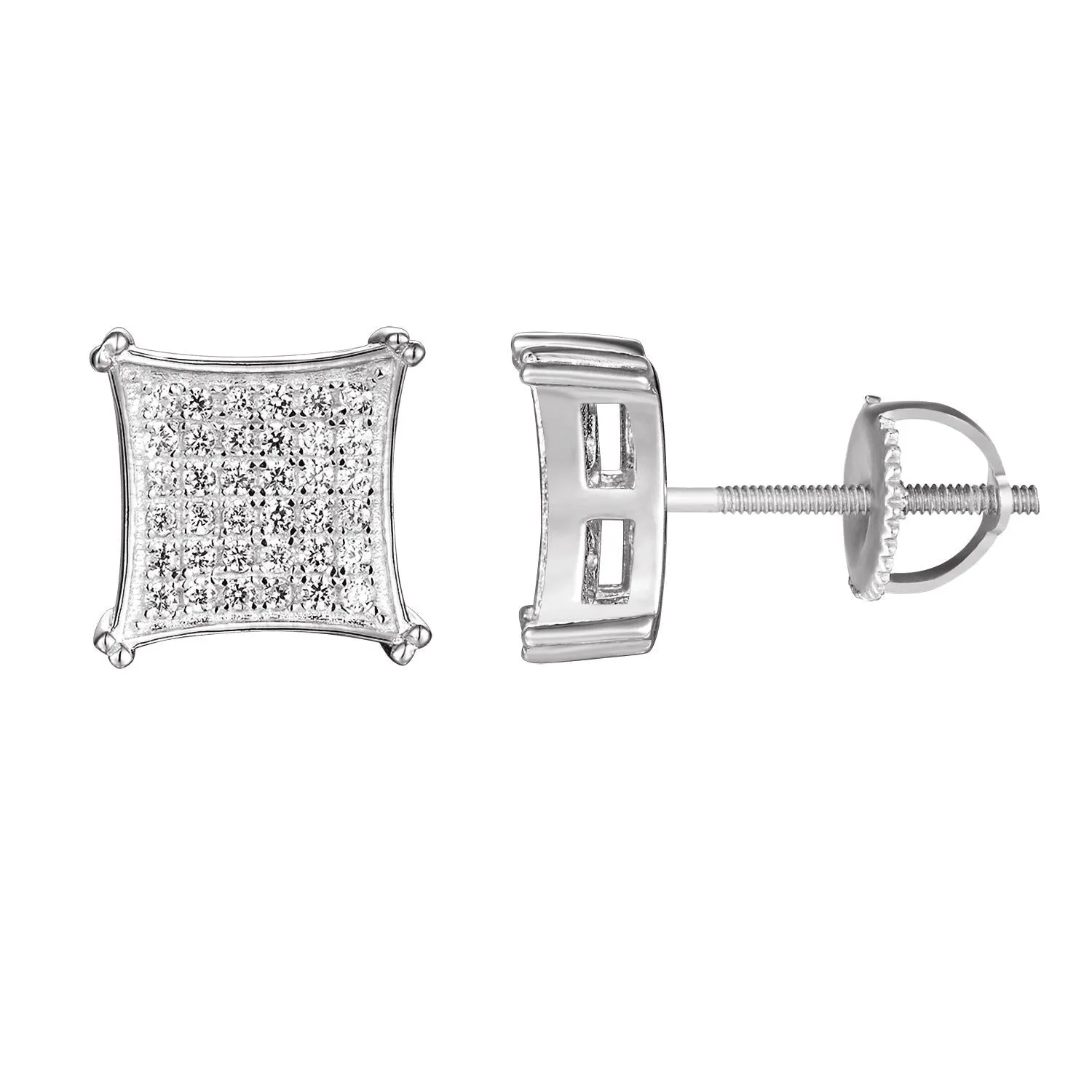 Designer Kite Style Silver Bling Stud Earrings