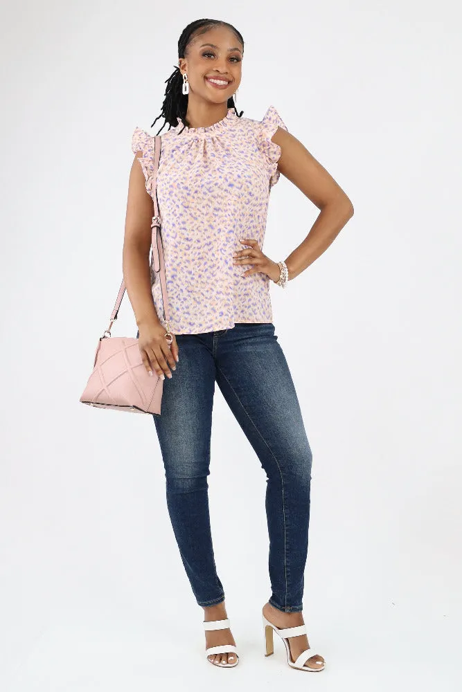 Diamond Stitch Crossbody Bag -Rose