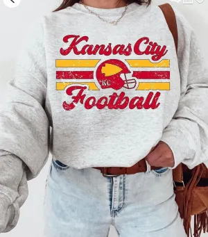 Distressed Retro Kansas City Football Crewneck
