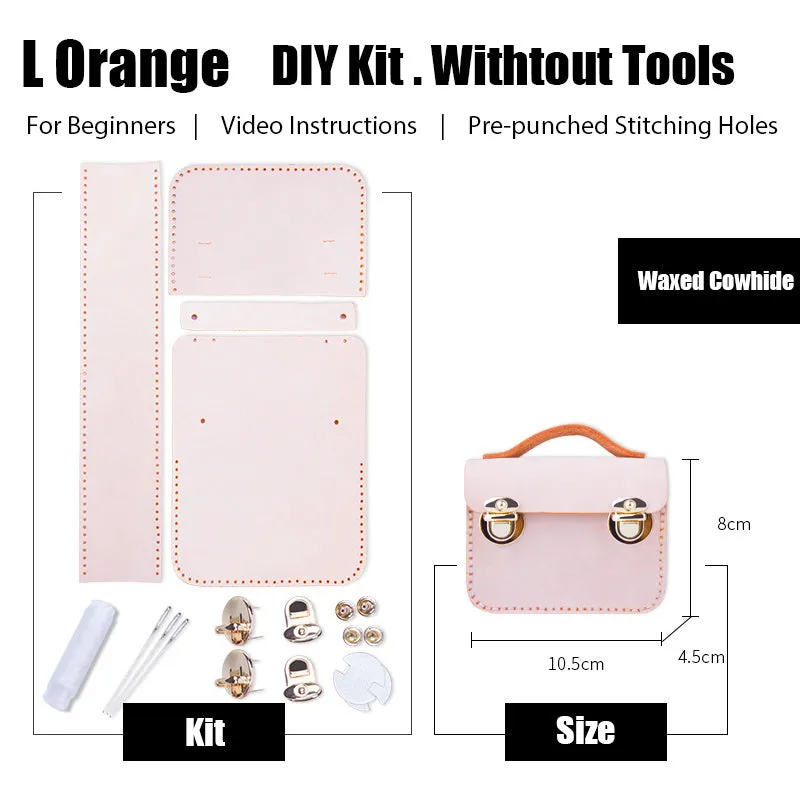 DIY Leather AirPods Case Kit DIY Leather Mini Satchel Bag Kit DIY Orange Waxed Leather Projects DIY Leather Pouch Kit