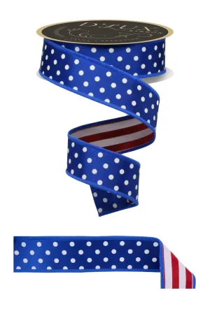 D'Lux 1.5" Polka Dot/Stripe/Fused: Royal Blue, Red, White (10 Yards) LX3064C9