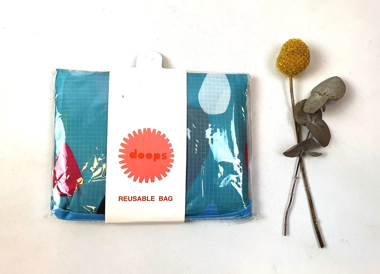 Doops acqua blue print reusable bag