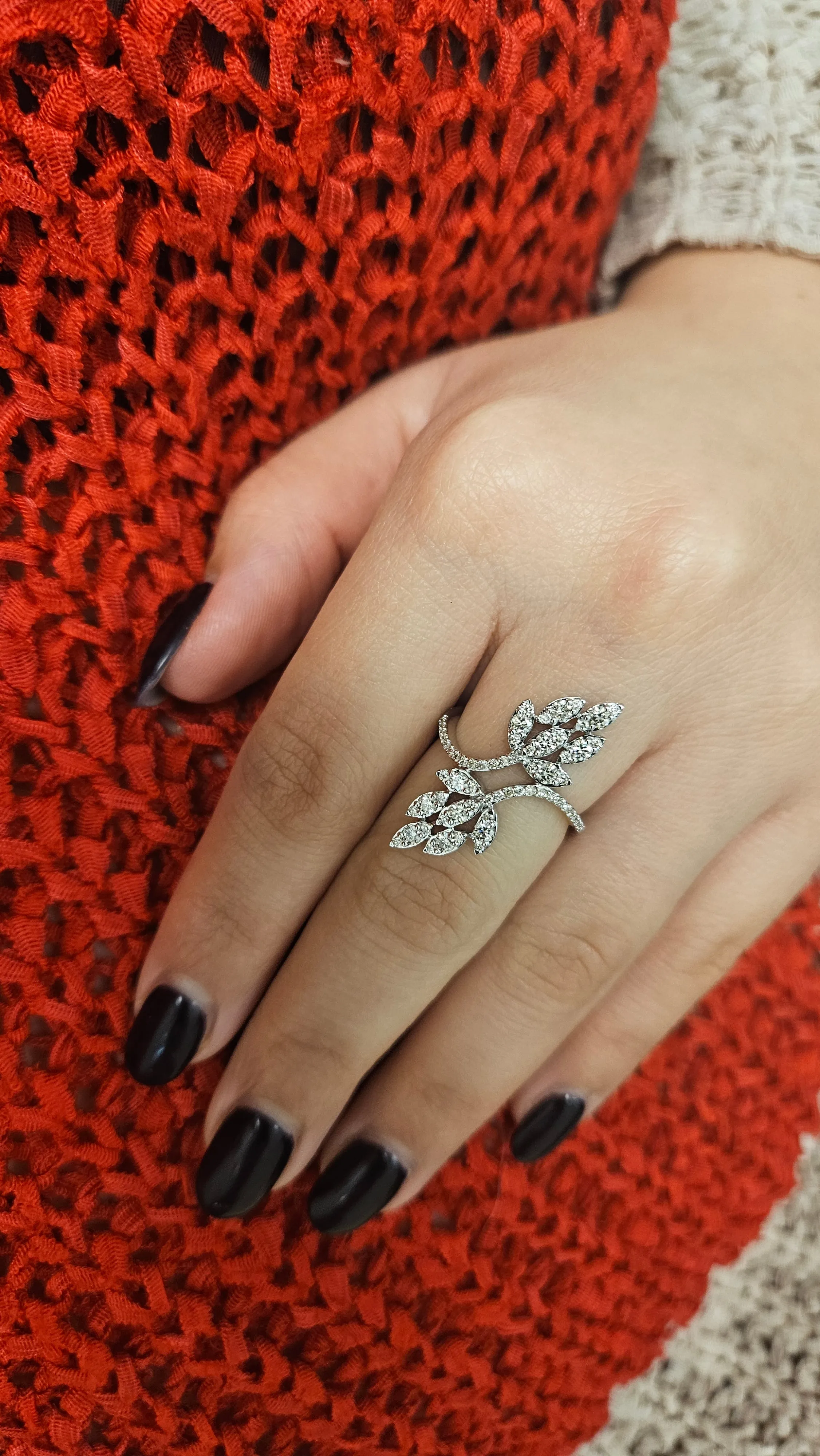 Double Leaf You and Me Diamond Ring