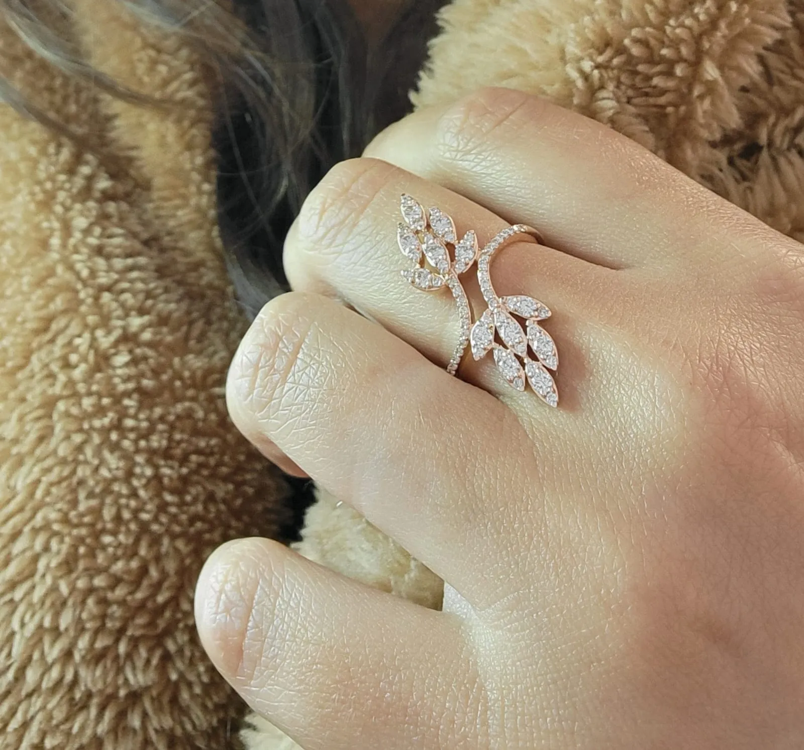 Double Leaf You and Me Diamond Ring