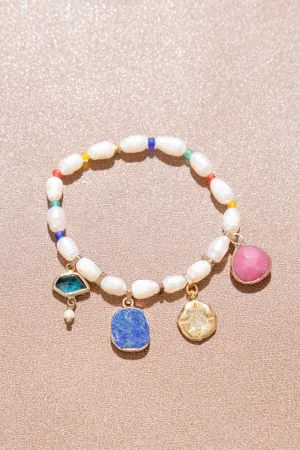 Edwina White Pearl Charm Bracelet