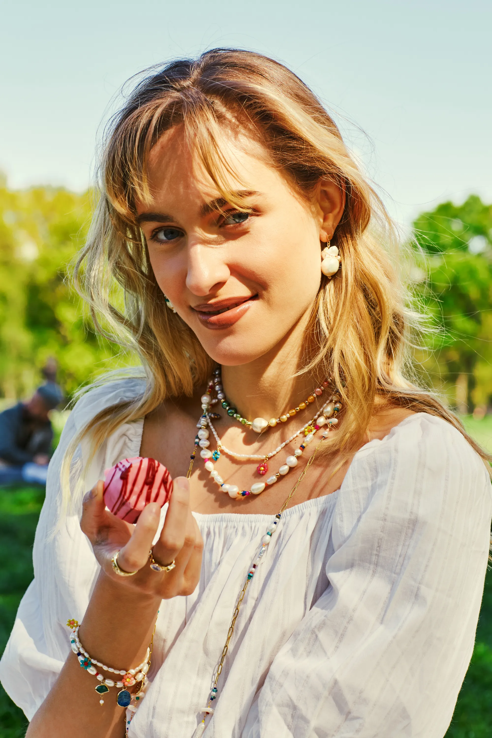 Edwina White Pearl Charm Bracelet