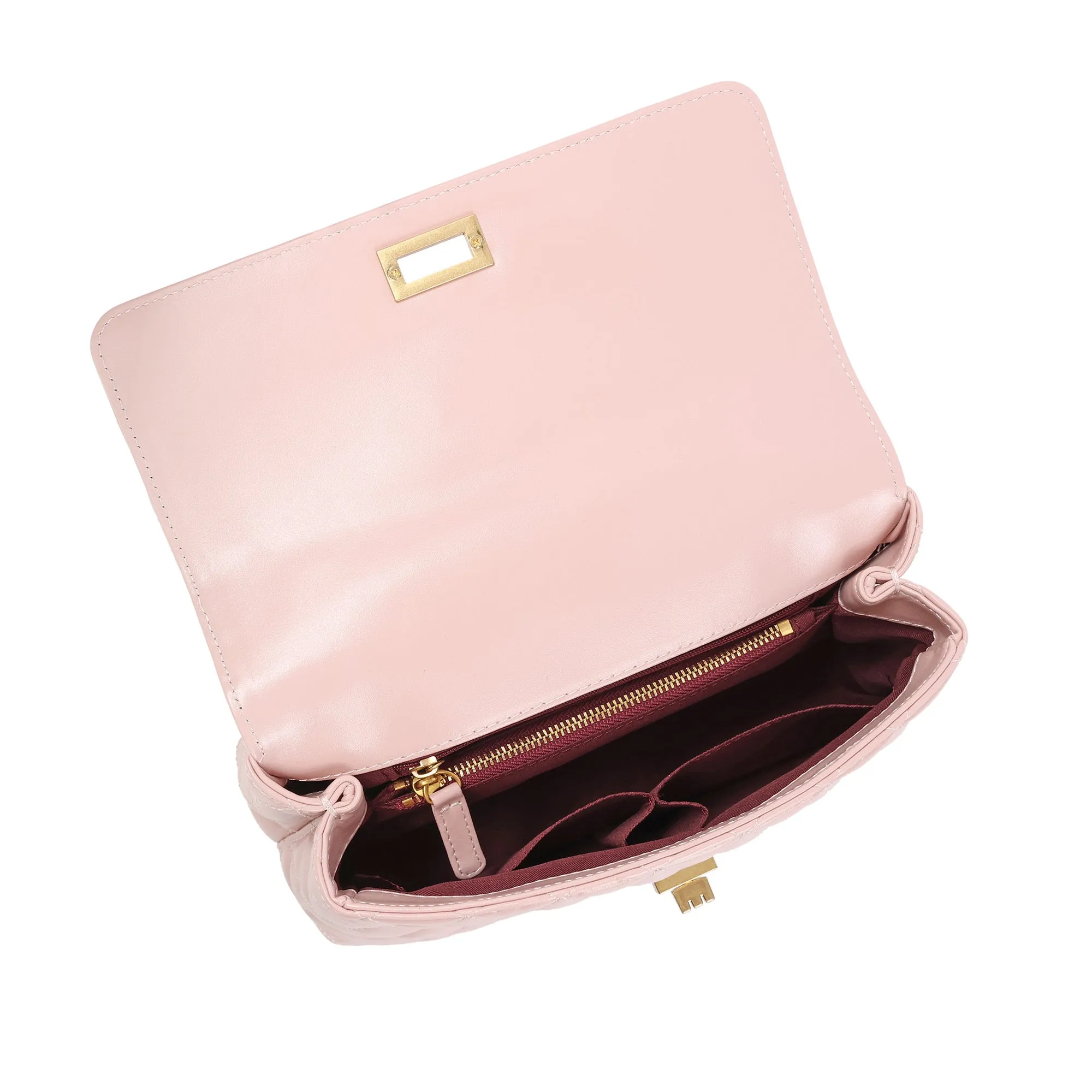 Elegant Quilted Top Handle Bag with Chain Strap