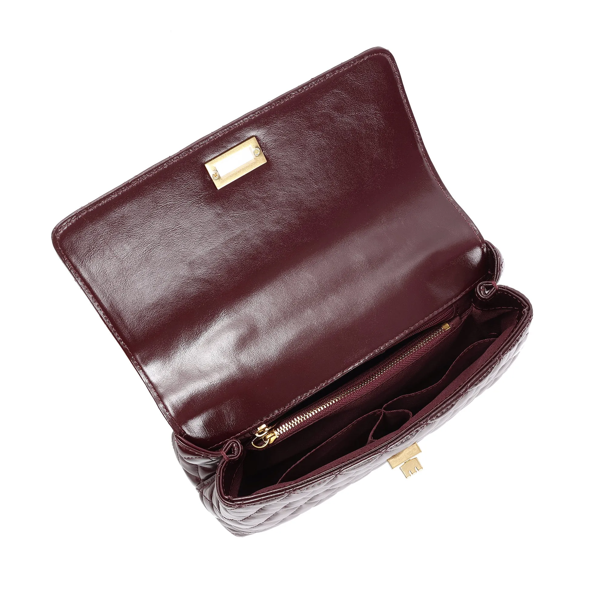 Elegant Quilted Top Handle Bag with Chain Strap