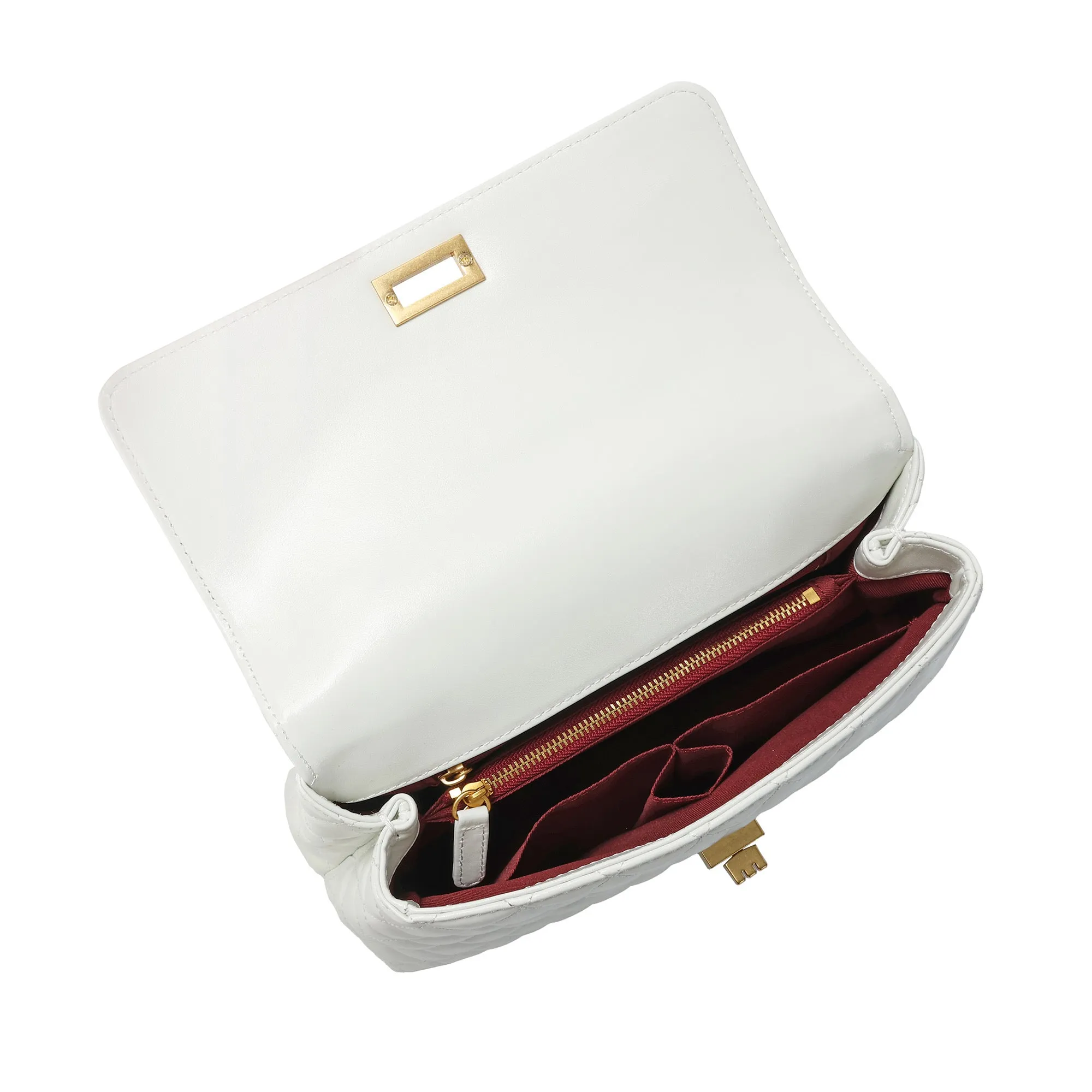 Elegant Quilted Top Handle Bag with Chain Strap