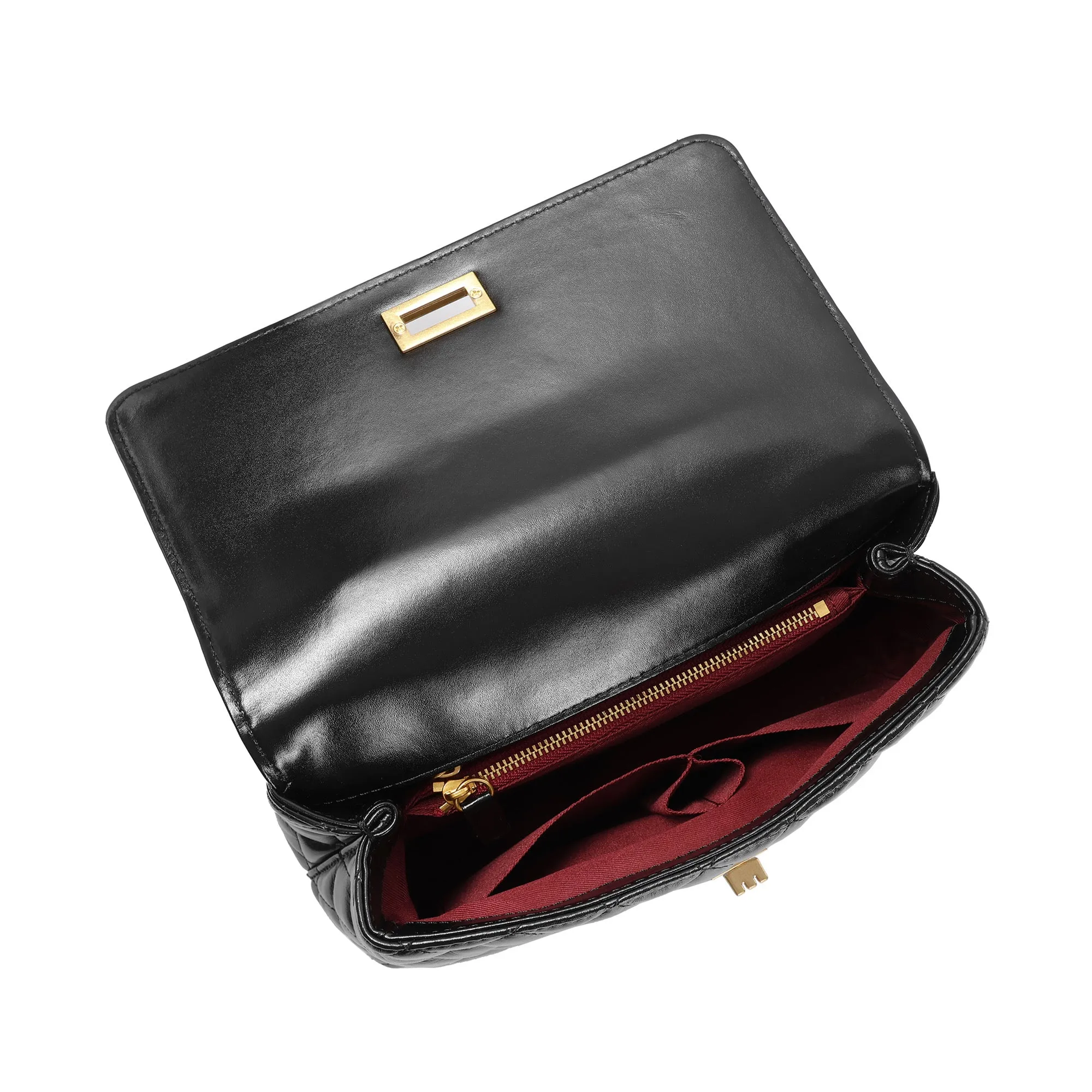 Elegant Quilted Top Handle Bag with Chain Strap