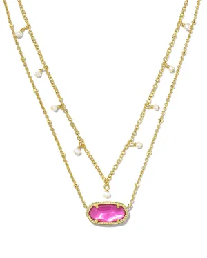 Elisa Pearl Multi Strand Necklace in Gold Azalea Illusion