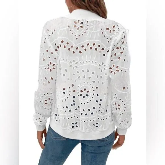 Embroidered Bomber for Summer with Front Zipper