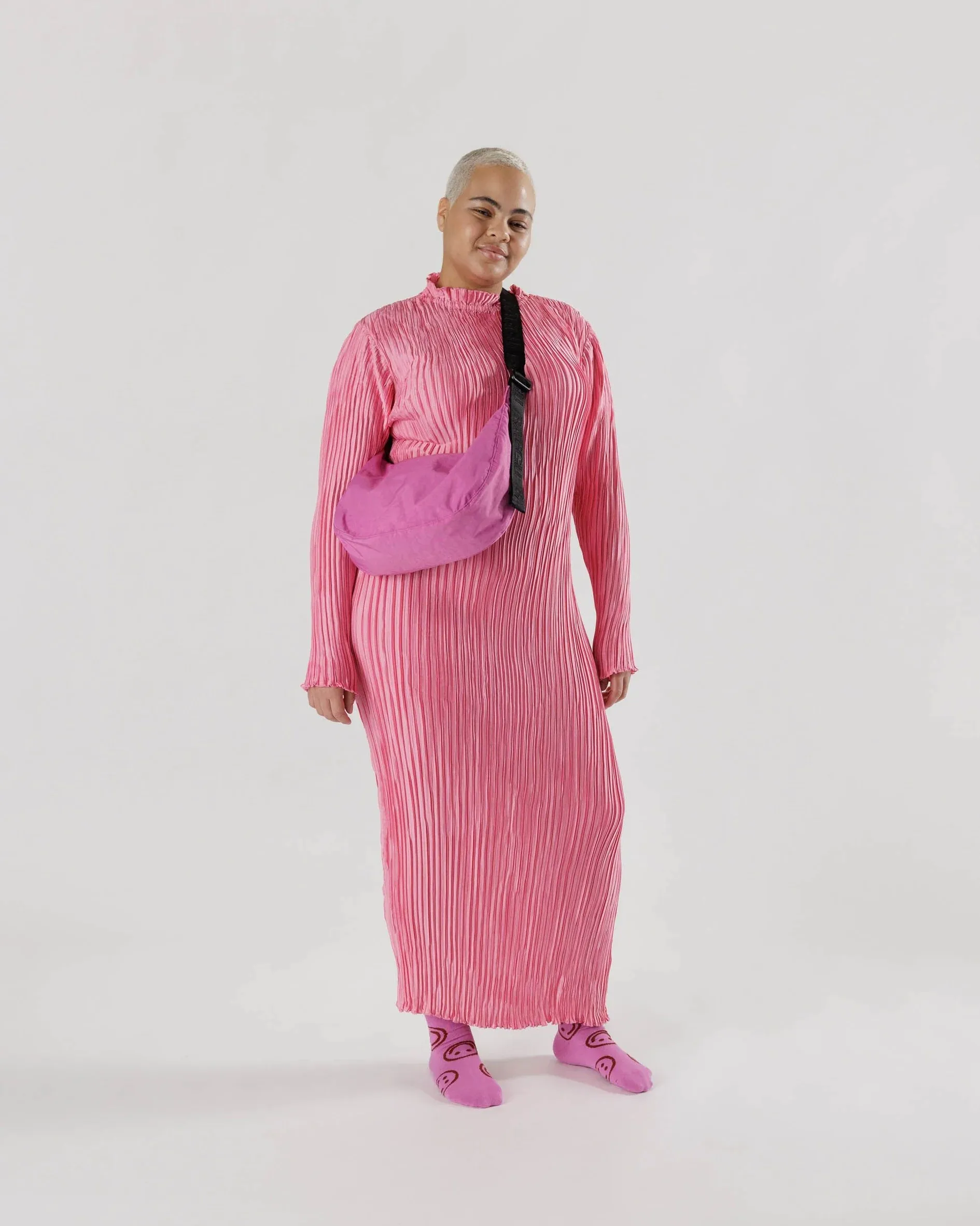 Extra Pink Baggu Medium Nylon Crescent Bag